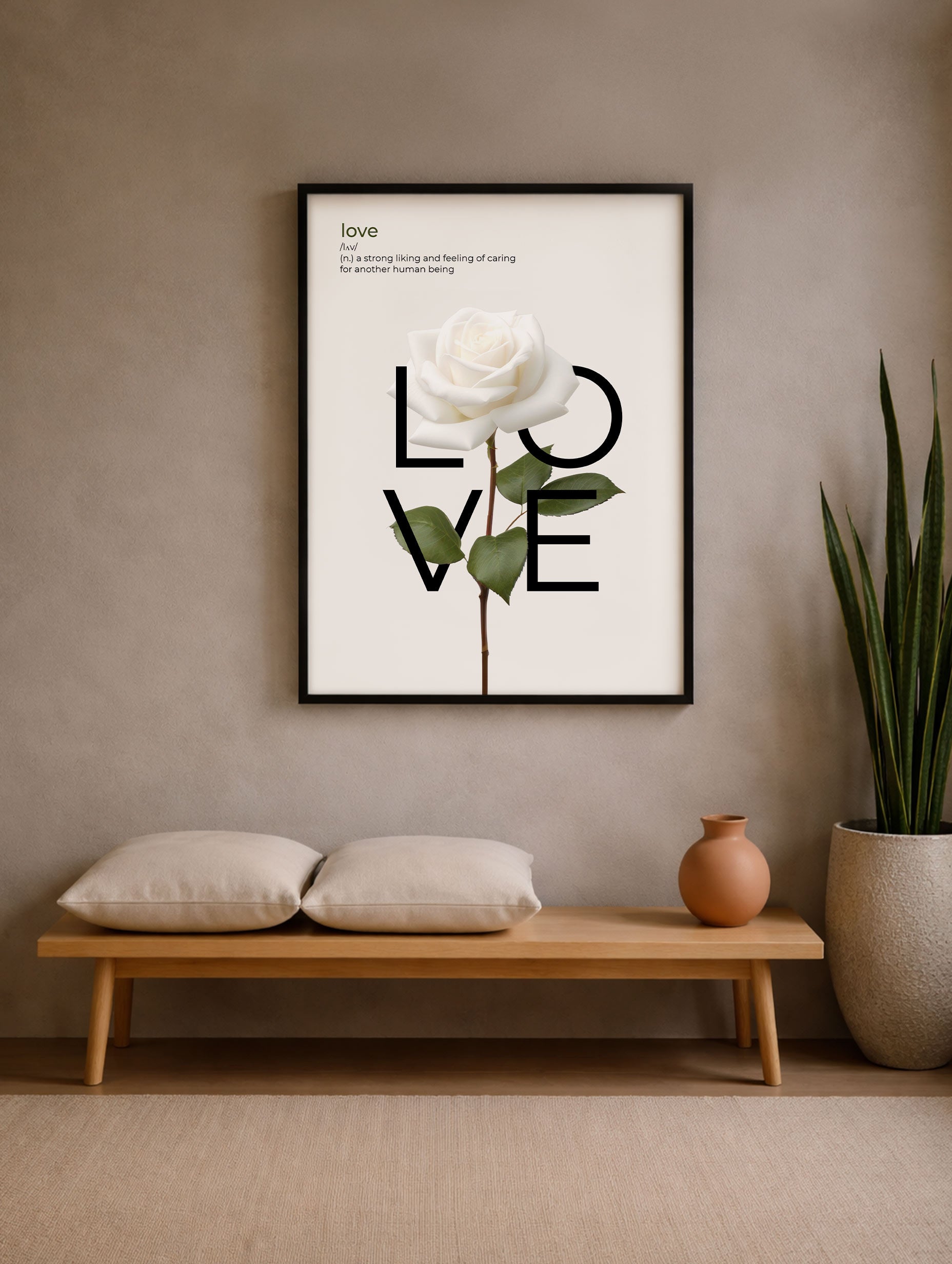 Love Flower Typography Poster Mockup