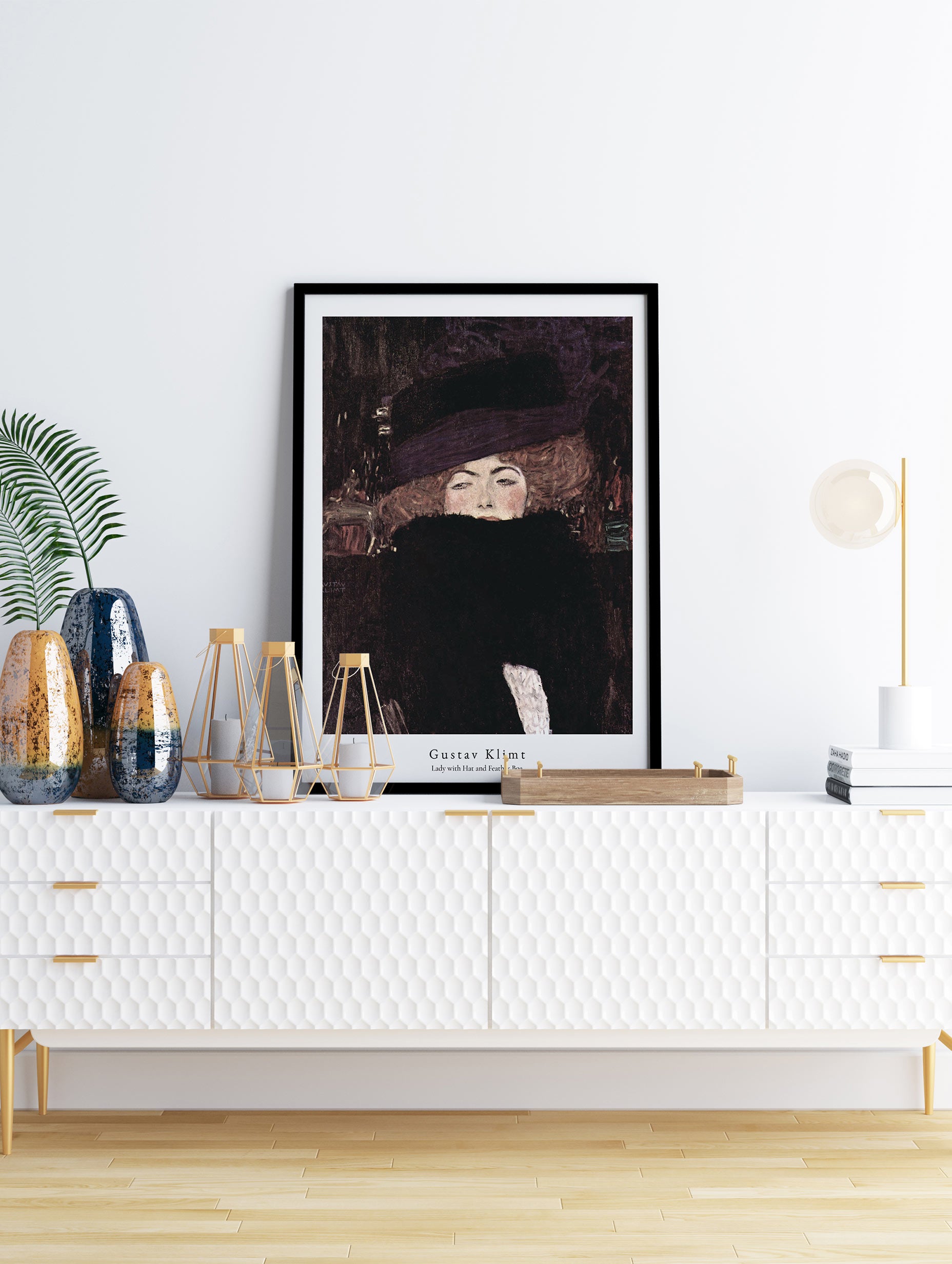  Lady with Hat and Feather Boa - Gustav Klimt Mockup
