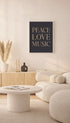 Peace Love Music Typography Poster Mockup