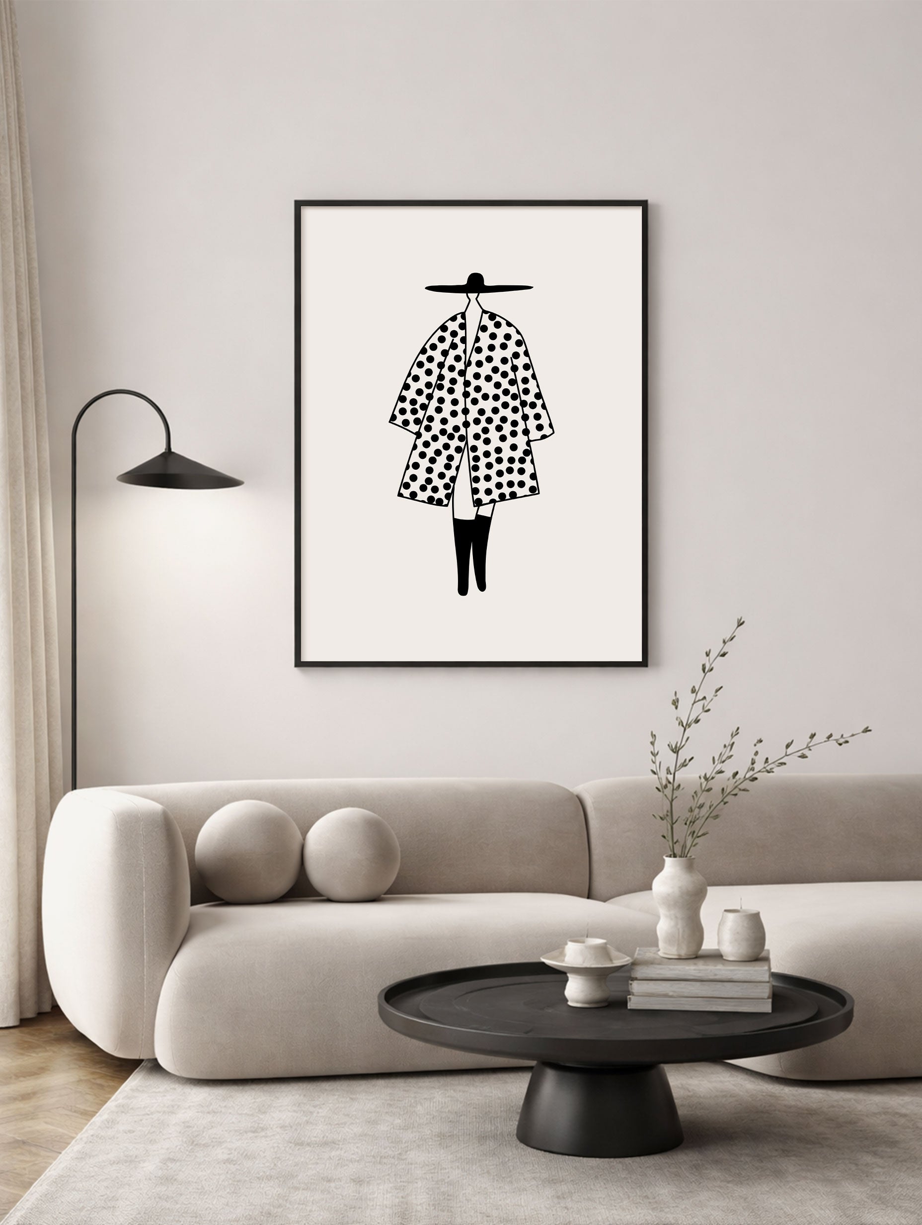 Polka Dot Figure Black and White Poster Mockup