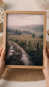 Rustic Path Through Misty Countryside Landscape Wall Art Mockup