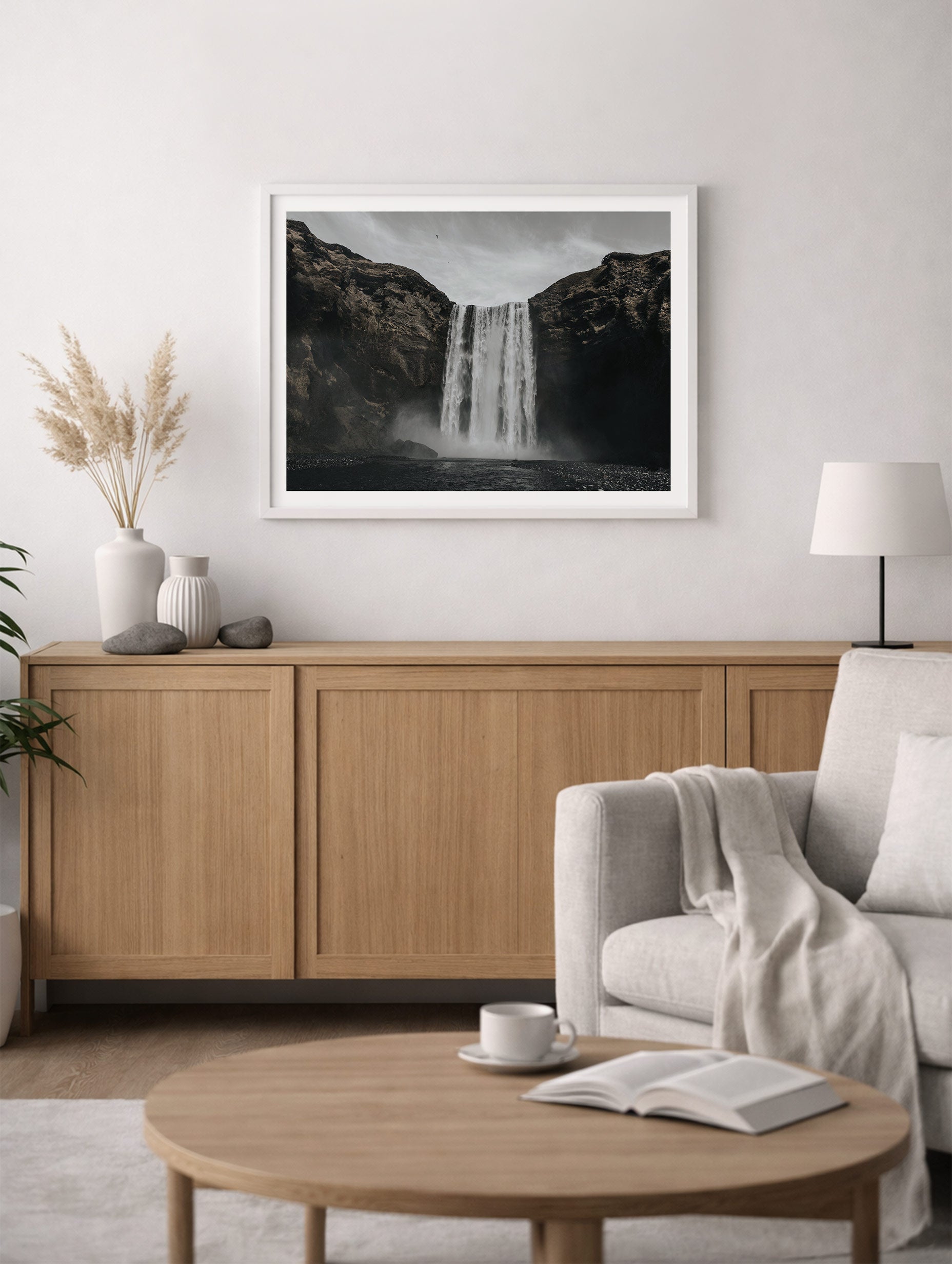 Skógafoss Waterfall Wall Art Print Mockup