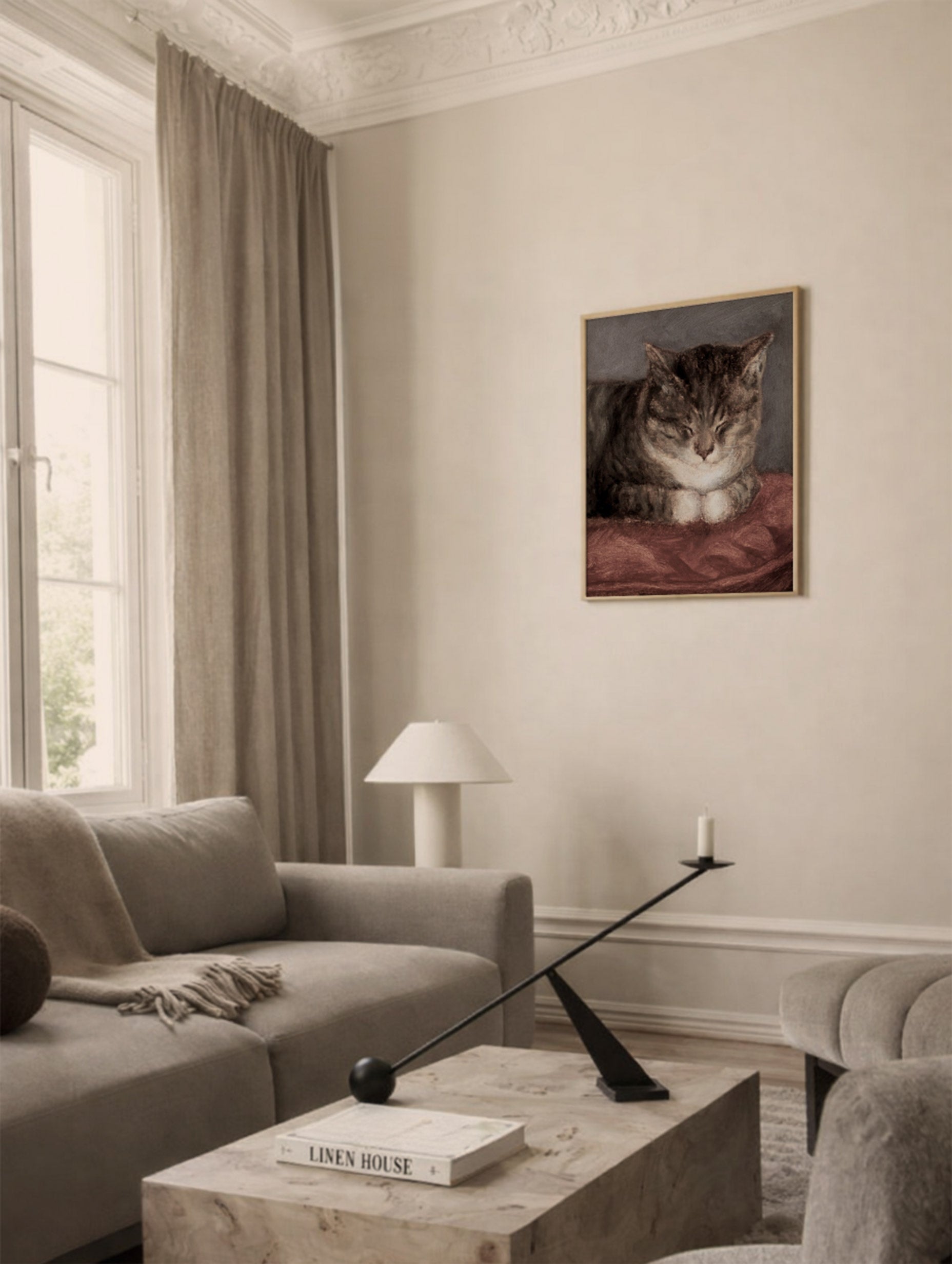Sleeping Tabby Cat Animal Art Mockup