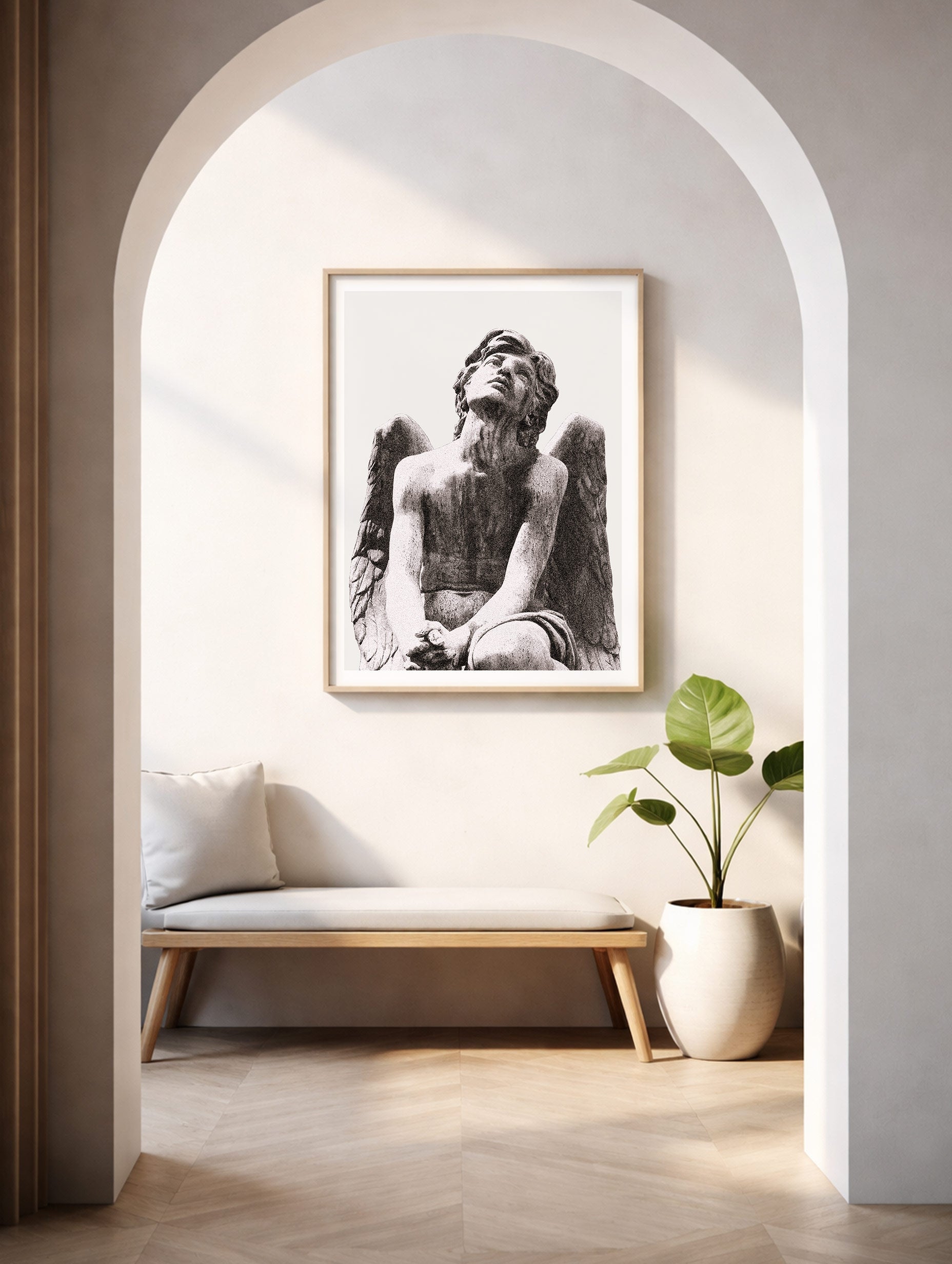 Statue of Angel in Florence Giulio Monteverde Art Print Mockup