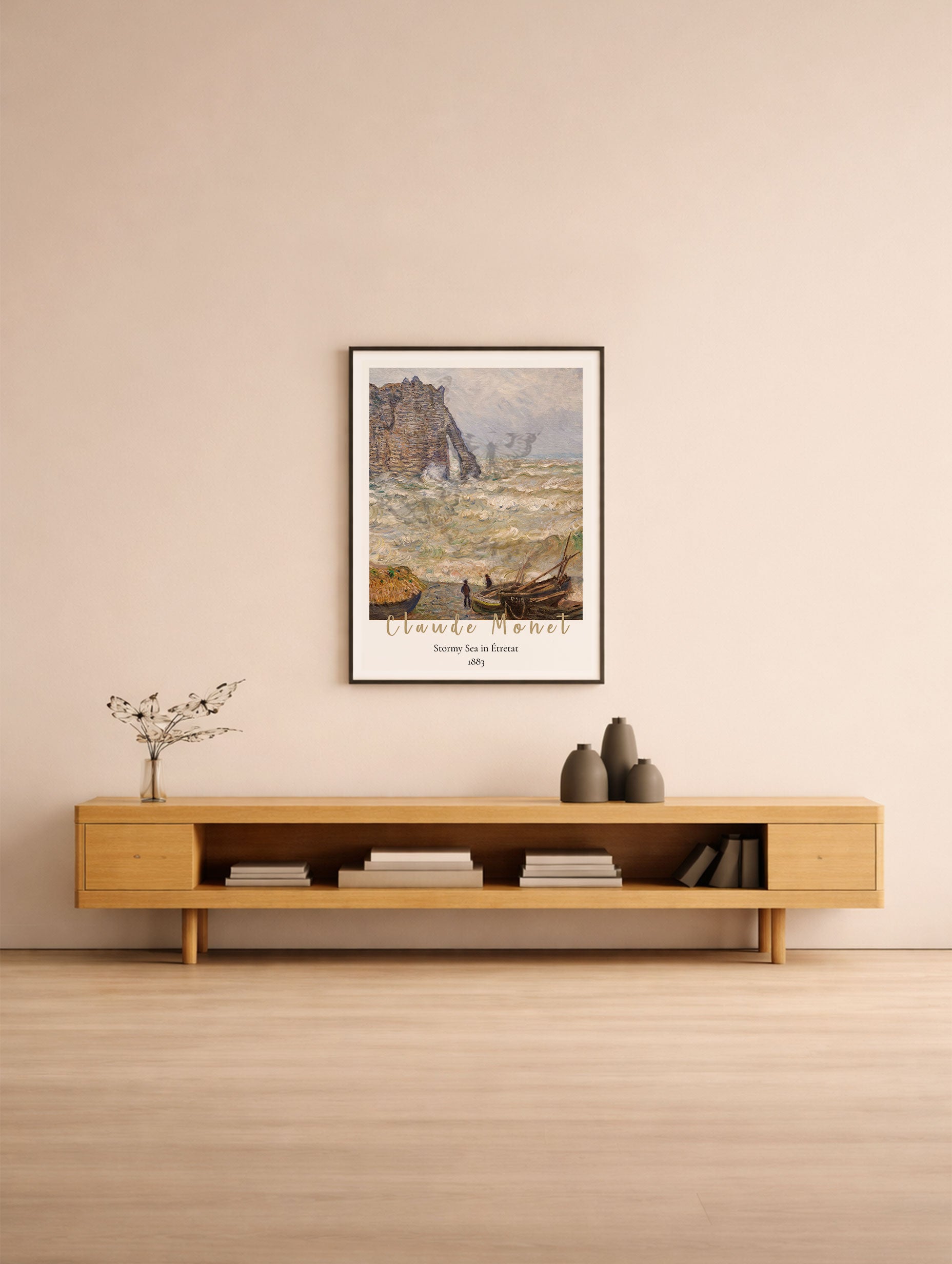 Stormy Sea in Étretat Claude Monet Art Print Mockup