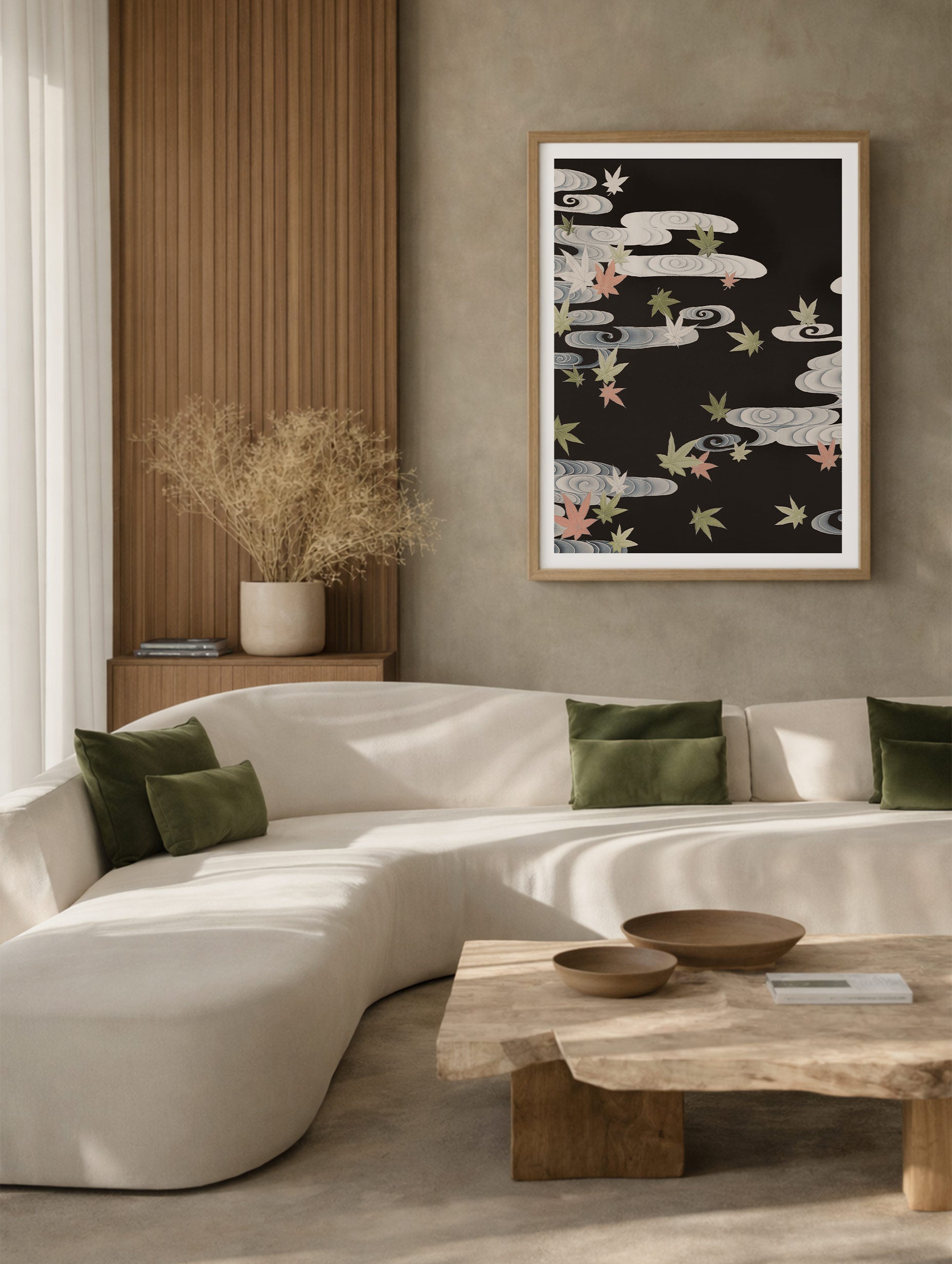 Susoshiki with maple leaves in the Tatsuta river Japanese Art Print Mockup