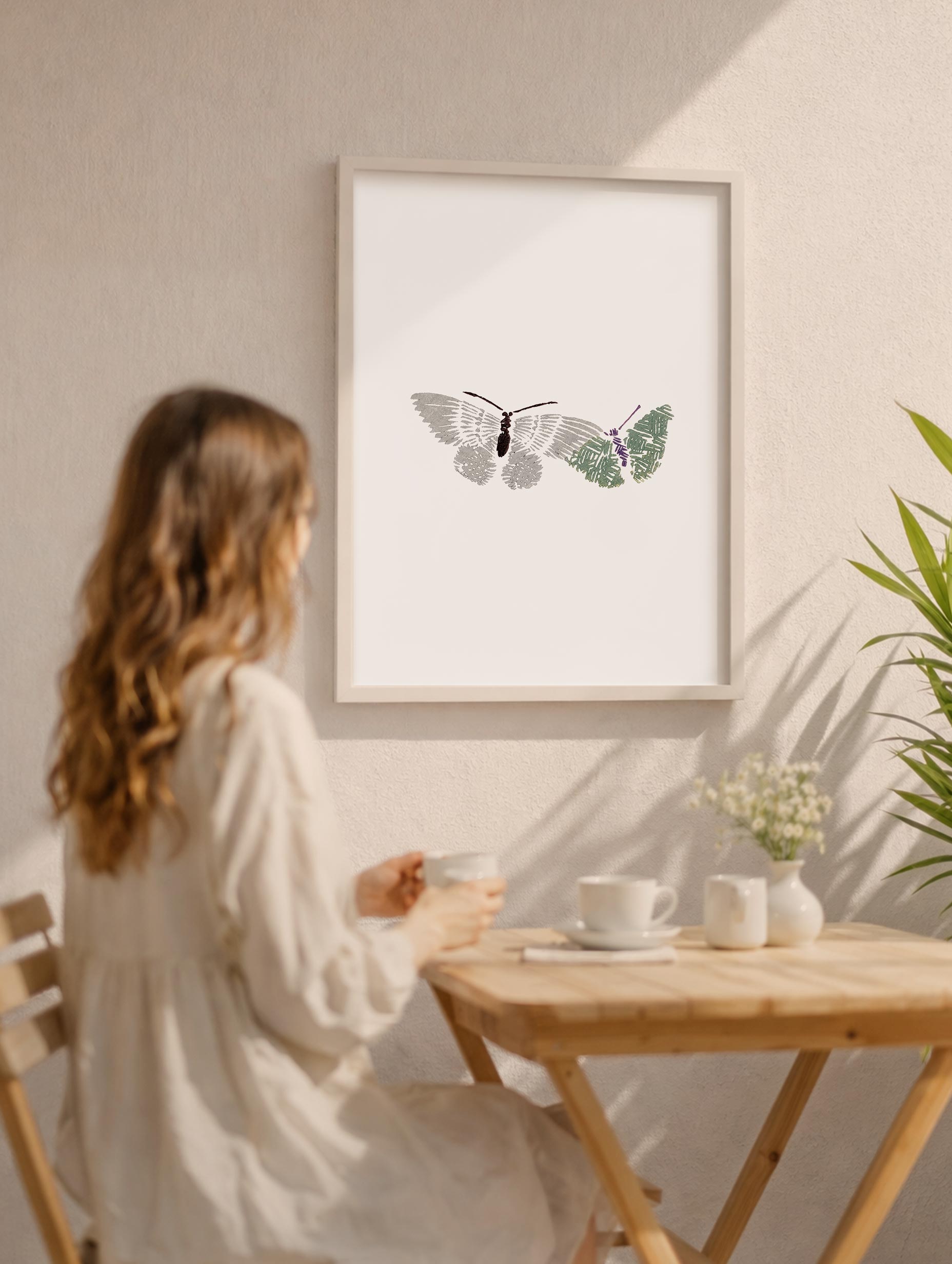 Two Butterflies Kamisaka Sekka Art Print Mockup