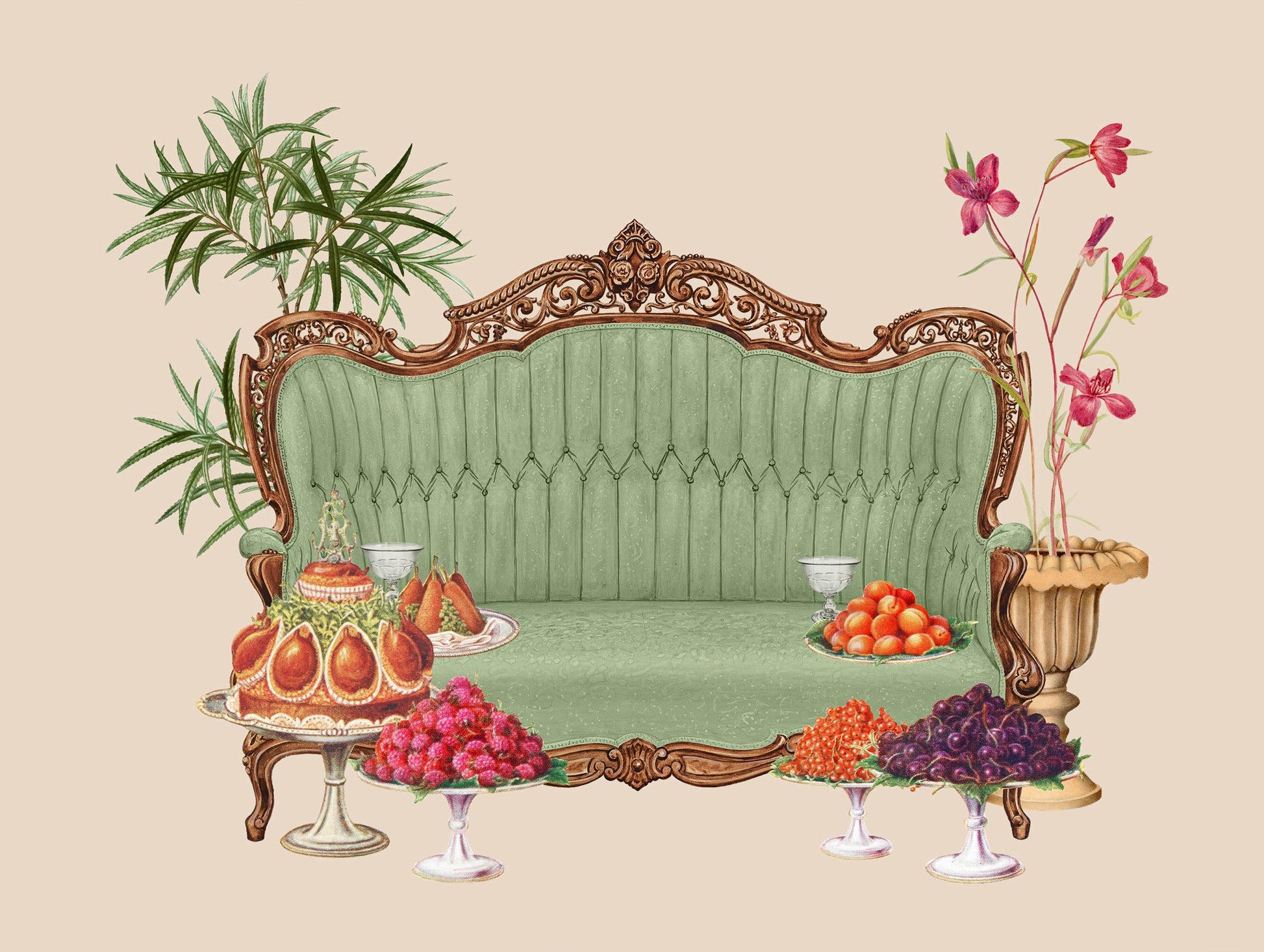Vintage Rosewood Sofa Artwork