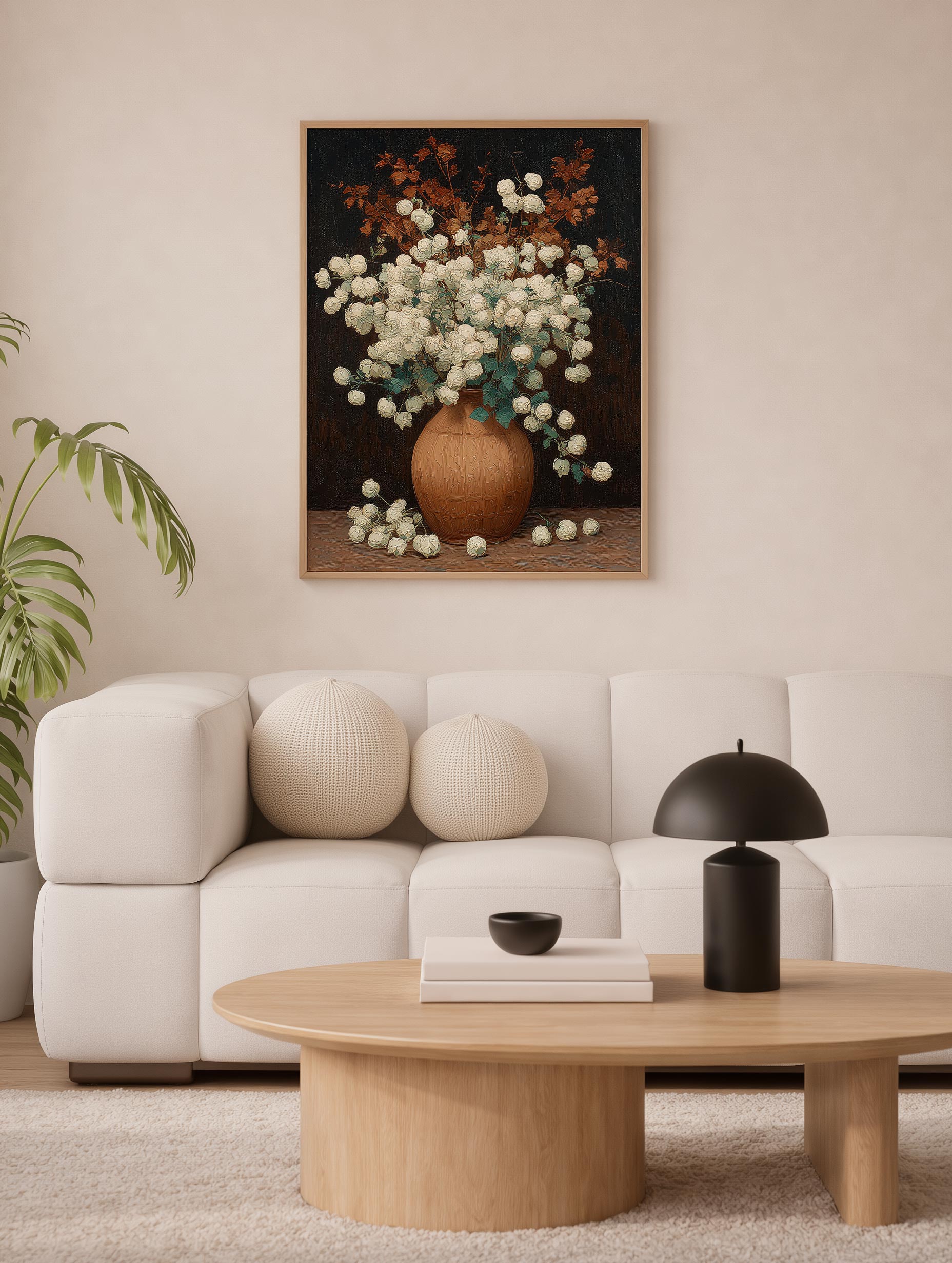Vintage Floral Vase Flower Art Print Mockup