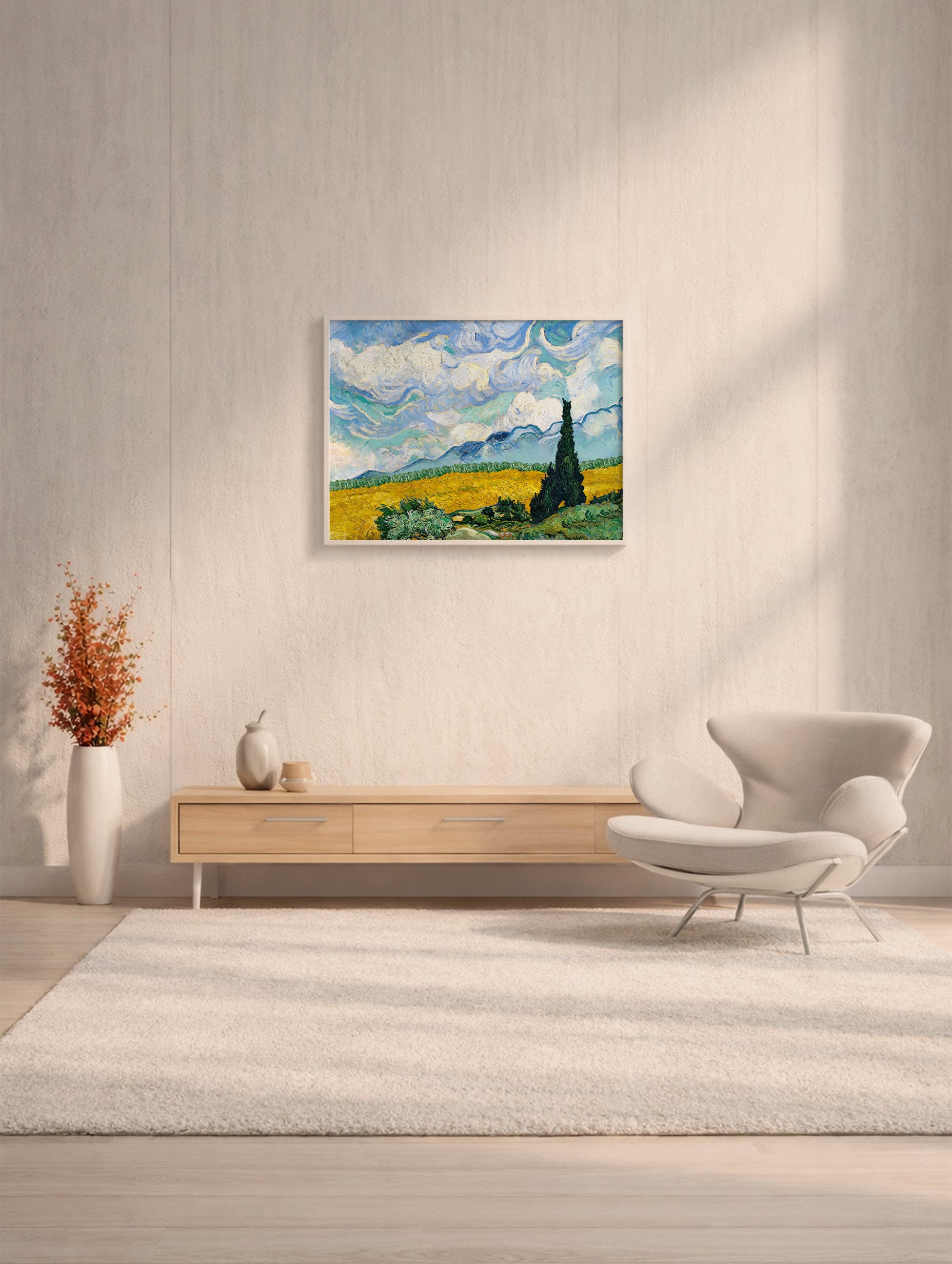 Wheat Field with Cypresses Van Gogh Art Print No 1 Mockup