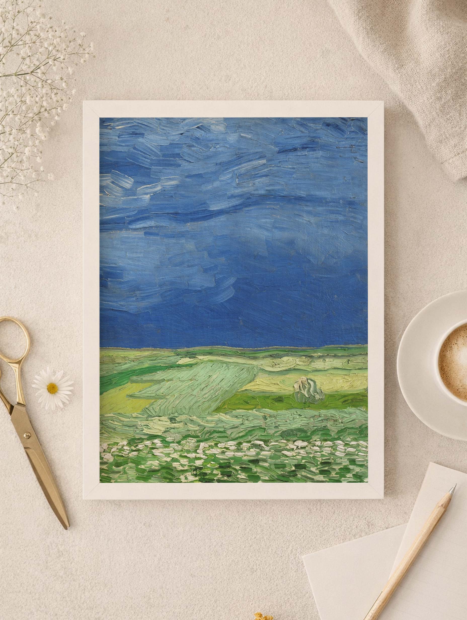 Wheatfield under Thunderclouds Van Gogh Art Print Mockup