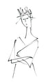 Woman Drawing Line Art Print