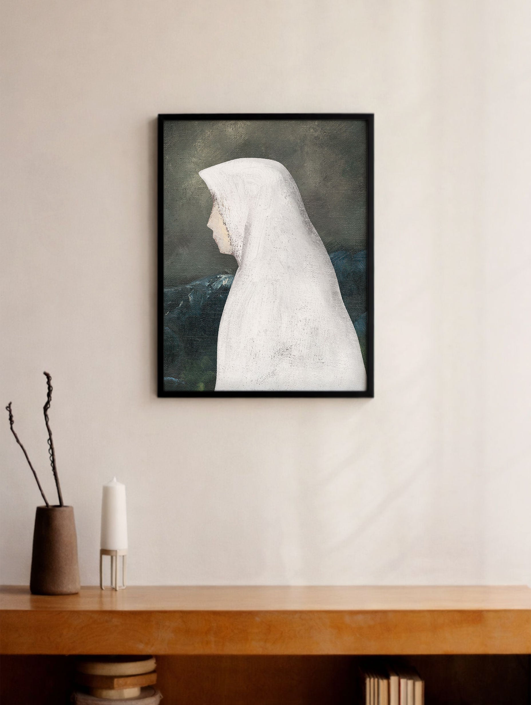 Woman in a White Shawl Zolo Palugyay Art Print Mockup
