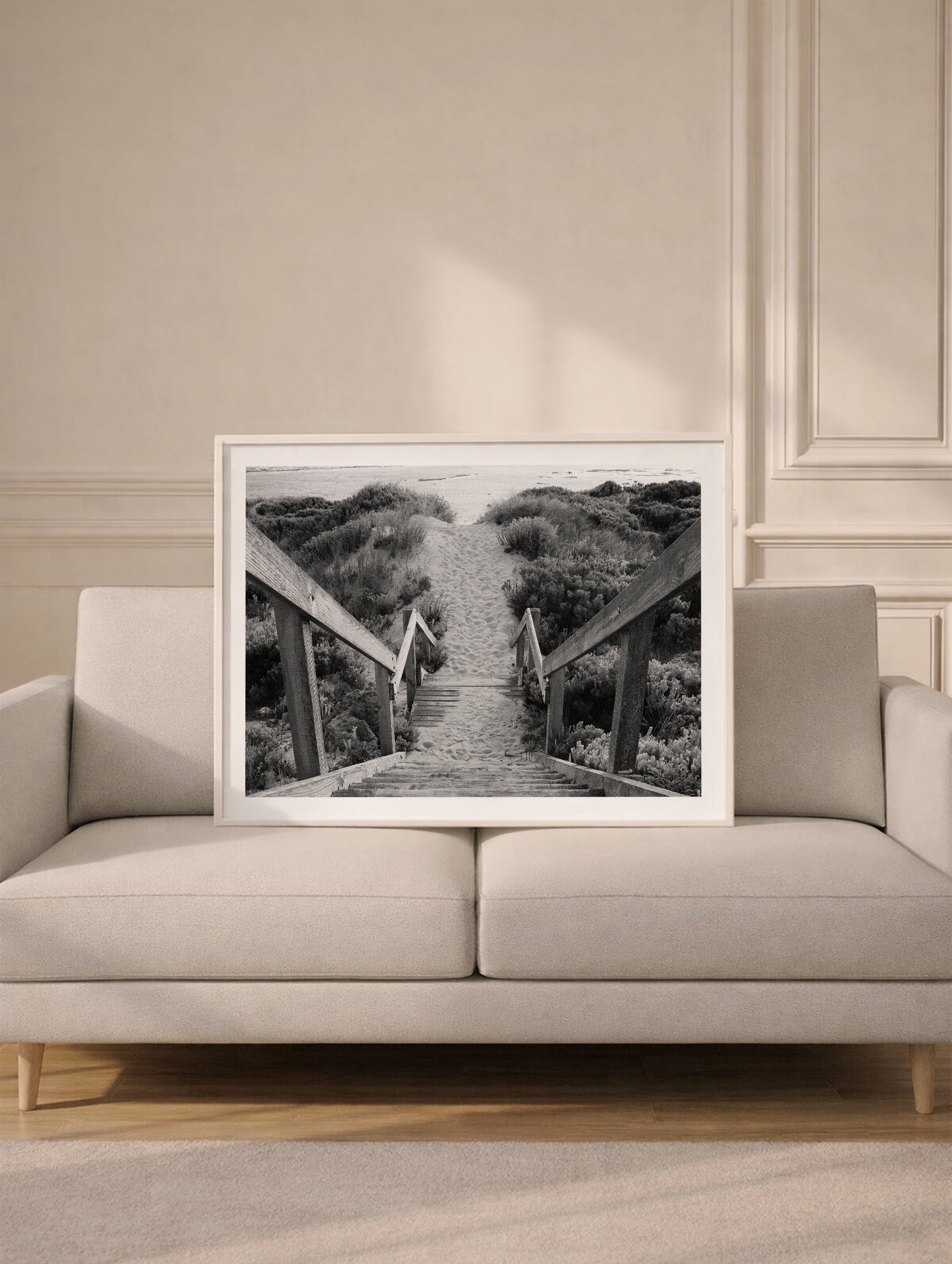Wooden Path on a Beach Poster Mockup