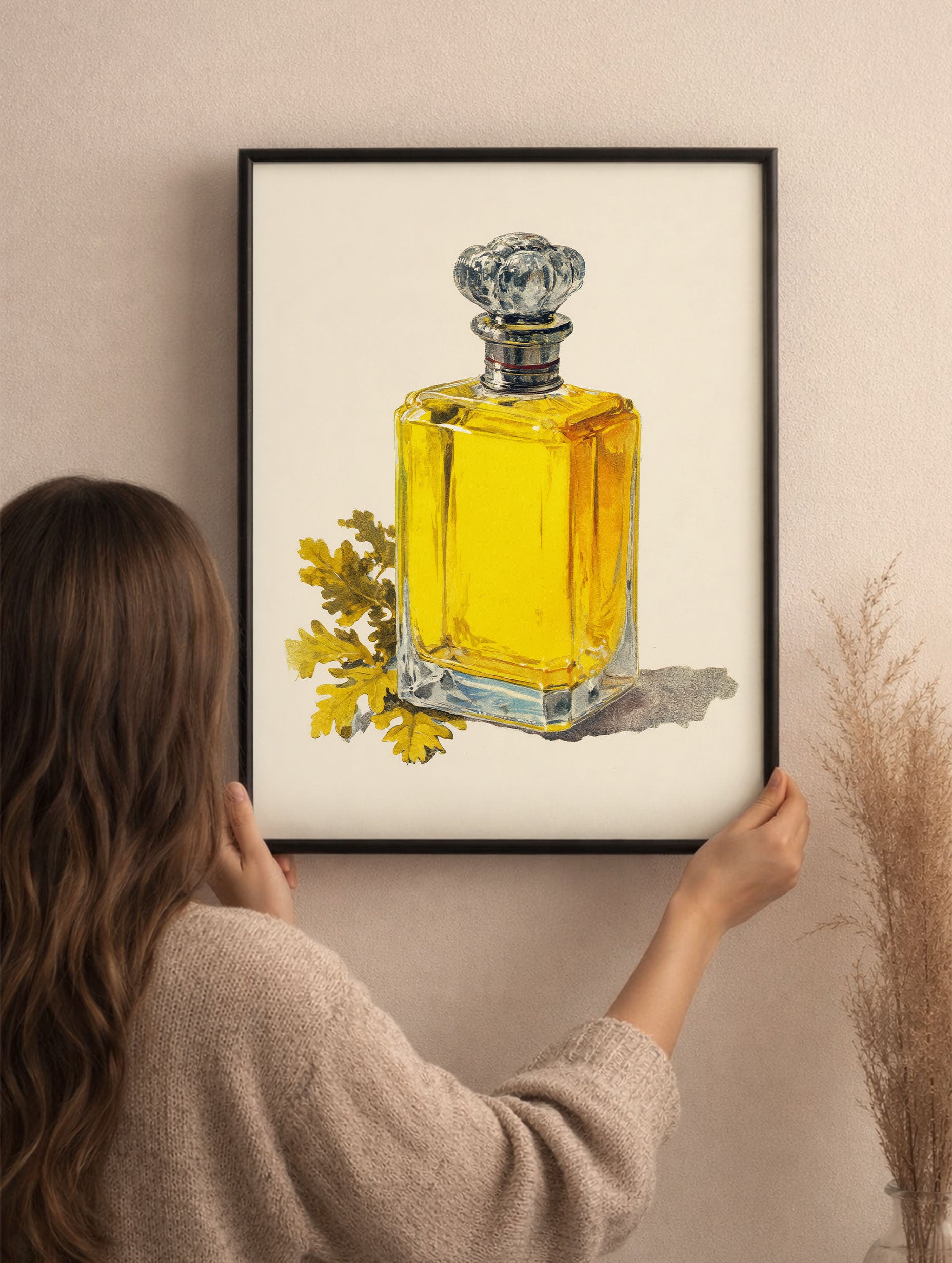 Yellow Perfume Bottle Minimalist Poster Mockup